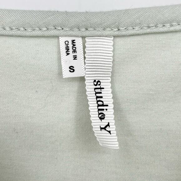 Studio Y Light Green Rhinestone Y2L Faux Cowl Neck Top Size S - Picture 4 of 4